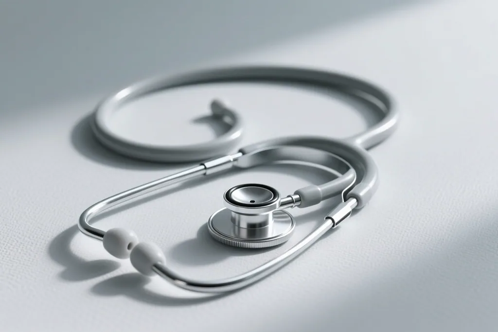 Stéthoscope posé sur une surface claire