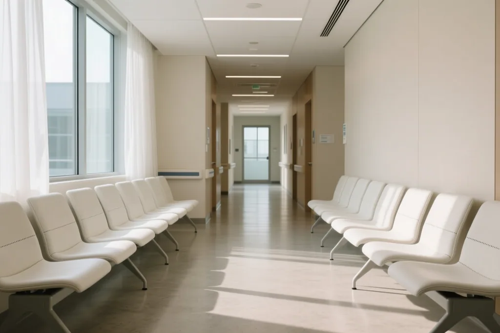 Salle d'attente vide d'un établissement de soins