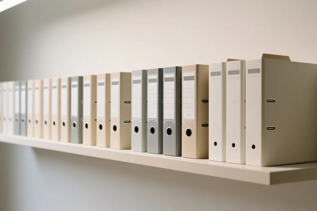 Classeur d'archives médicales classées sur une étagère
